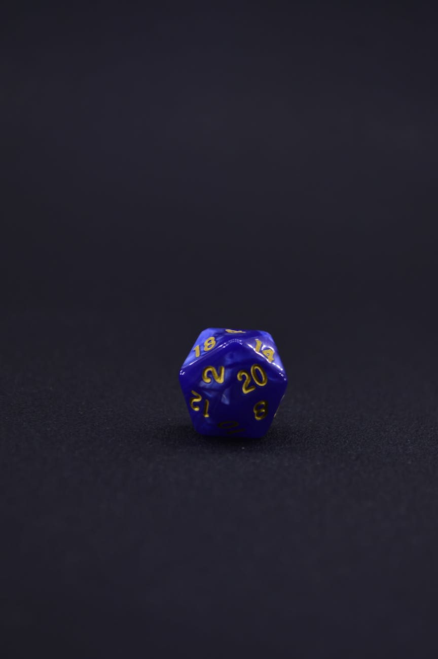 blue dice on black background